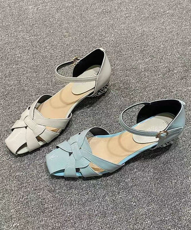 Classy Hollow Out Buckle Strap Flat Sandals Light Blue