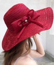 Classy Khaki Bow Large Brim Lace Beach Floppy Sun Hat