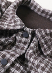 Classy Khaki PeterPan Collar Plaid Warm Fleece Winter Coat