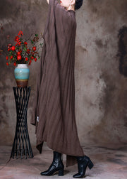 Classy Light Chocolate Turtleneck Knit Maxi Sweaters Dress Long Sleeve