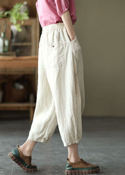 Classy Linen Colour High Waist Drawstring Linen Harem Pants Summer
