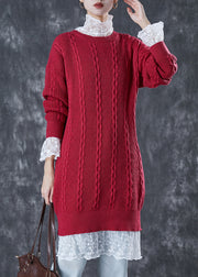 Classy Mulberry Warm Cable Knit Sweater Dress Winter