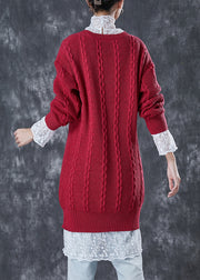Classy Mulberry Warm Cable Knit Sweater Dress Winter