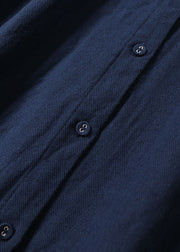 Classy Navy Peter Pan Collar Button shirts Dress Spring