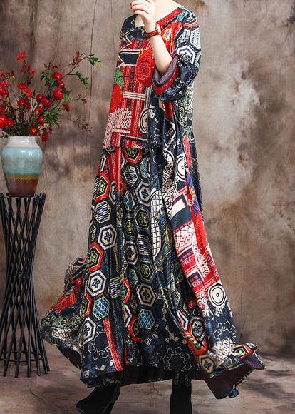 Luxy Asymmetric Silk Dress Print Art Dress - SooLinen