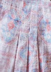 Classy Pink Print Dresses Summer Sleeveless Dresses - SooLinen