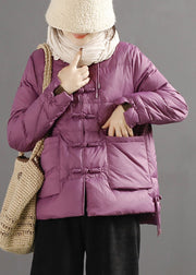 Classy Purple Chinese Button Duck Down Puffer Jacket Winter