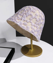 Classy Purple Tulle Patchwork Embroidered Floral Bucket Hat