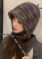 Classy Rainbow Tassel Thick Cotton Knit Bonnie Hat