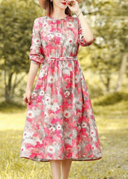 Classy Ruffled drawstring spring quilting dresses Work red print Dresses - SooLinen