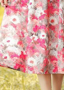 Classy Ruffled drawstring spring quilting dresses Work red print Dresses - SooLinen