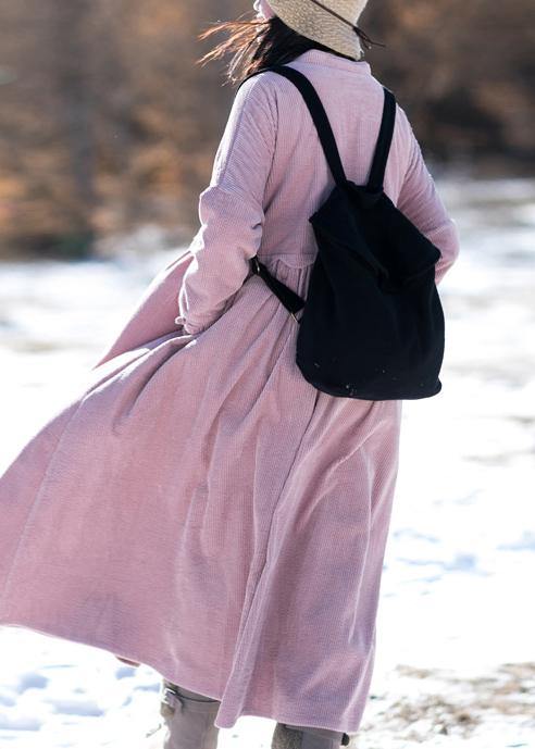 Classy Stand Patchwork Spring dress Neckline Pink Dresses - SooLinen