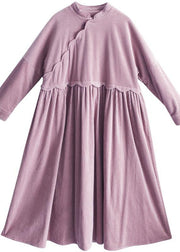 Classy Stand Patchwork Spring dress Neckline Pink Dresses - SooLinen
