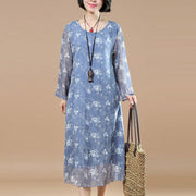 Classy Tunic Fine Women Summer Printing Loose Blue Dress