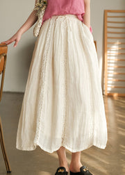 Classy White Cinched Lace Patchwork Skirt Spring