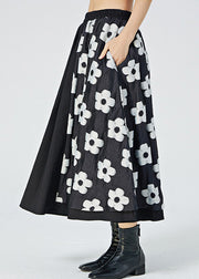 Classy White Floral Patchwork A Line Skirts Summer