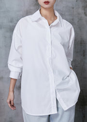 Classy White Oversized Cotton Shirts Spring