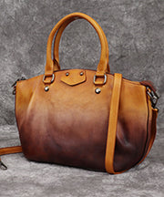 Classy Yellow Rub color Paitings Calf Leather Tote Handbag