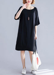 Classy black Cotton clothes Women Backless cotton summer Dresses - SooLinen