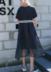Classy black Cotton clothes o neck Dresses summer Dresses - SooLinen