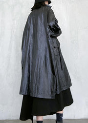 Classy black Fashion clothes Wardrobes lapel pockets fall women coats - SooLinen