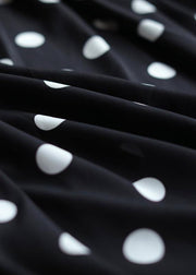 Classy black dotted Cotton clothes o neck patchwork A Line Dress - SooLinen