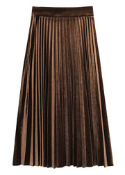 Classy Chocolate Velour pleated Skirt Spring