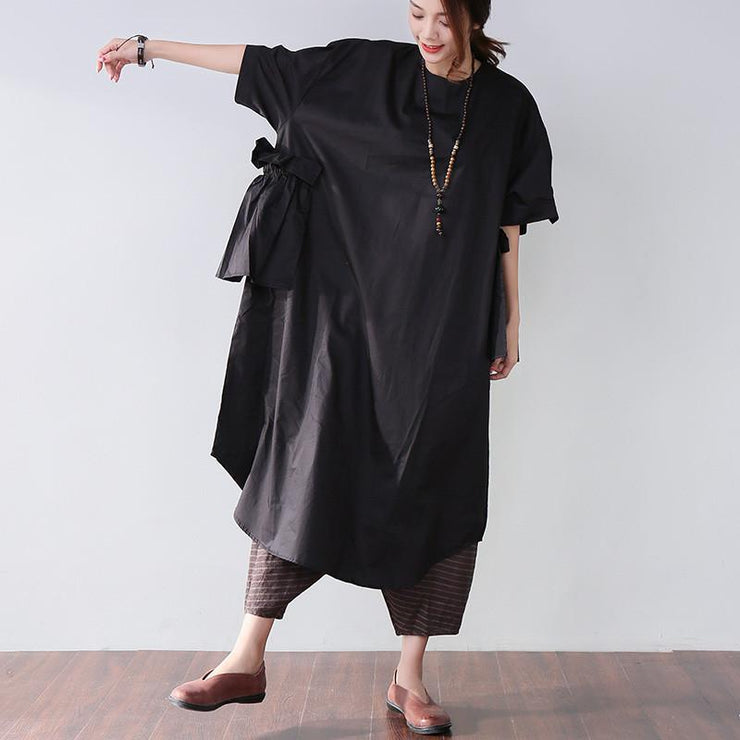 Edle Baumwollkleider stilvolle beiläufige Frauen, die Sommer-loses Baumwolltaschen-Schwarz-Kleid spleißen
