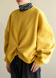 Classy false two pieces cotton spring clothes Shape yellow top - SooLinen