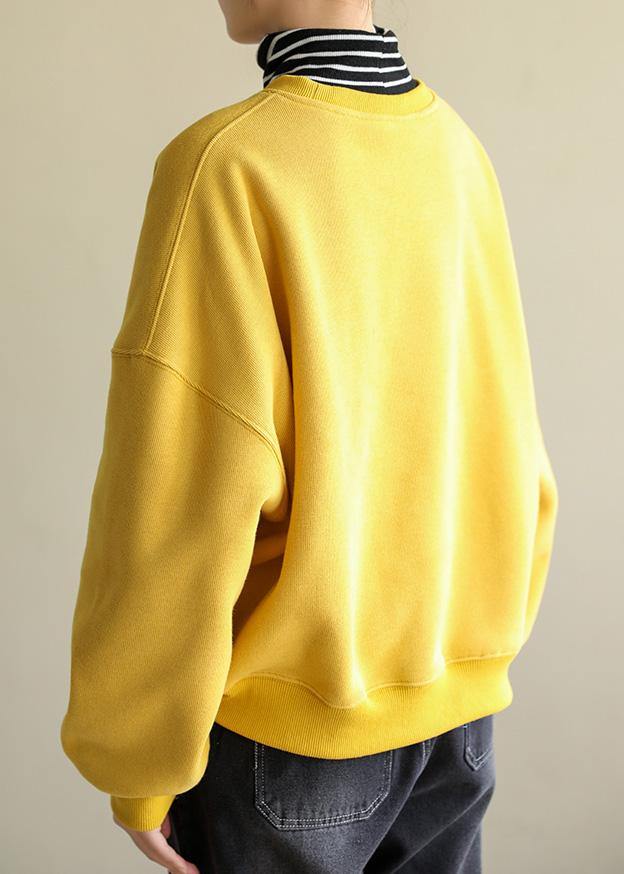 Classy false two pieces cotton spring clothes Shape yellow top - SooLinen