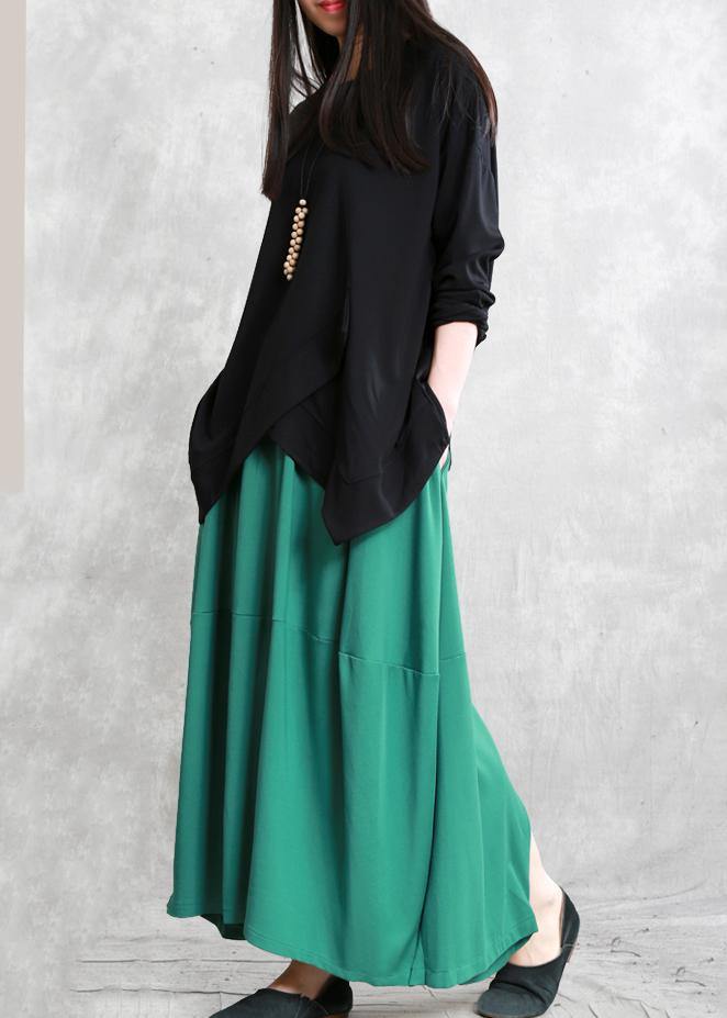 Classy green Fashion Ideas elastic waist asymmetric pants - SooLinen