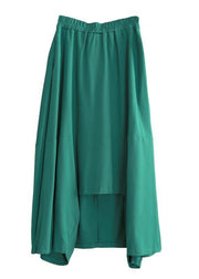Classy green Fashion Ideas elastic waist asymmetric pants - SooLinen