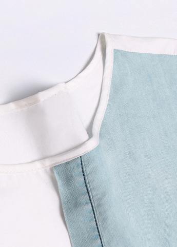 Classy high waist cotton summerWardrobes Shirts white patchwork Plus Size Dress - SooLinen
