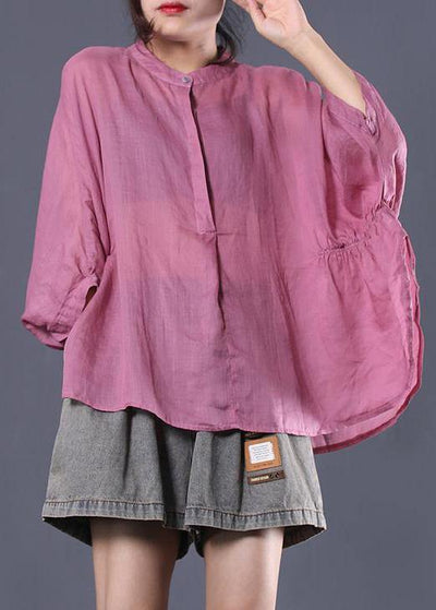 Classy linen Blouse Fashion Batwing Sleeve Comfortable Solid Color T-Shirt - SooLinen
