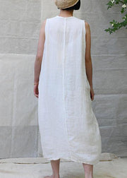 Classy linen dress Korea Pure Color Single Breasted Comfortable Sundress - SooLinen