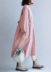 Classy pink Fashion clothes For Women drawstring lapel fall coats - SooLinen