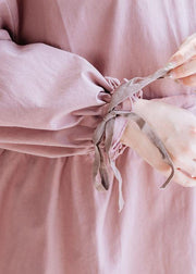 Classy pink Fashion clothes For Women drawstring lapel fall coats - SooLinen