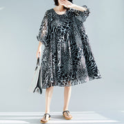 Edle Drucke aus Chiffon Lange Hemden Frauen entwerfen O-Ausschnitt-Kleider aus Baumwolle Sommerkleider
