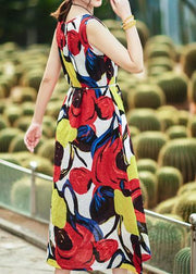 Classy red linen dress Fine Photography o neck tunic summer Dress - SooLinen