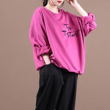 Classy rose Letter clothes For Women o neck baggy Plus Size Clothing fall blouse - SooLinen
