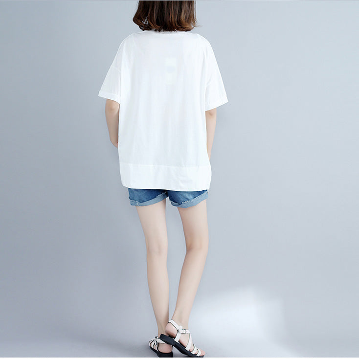 Elegante weiße bedruckte Baumwollkleidung für Damenboutiquen mit seitlich offenen Art-Oberteilen