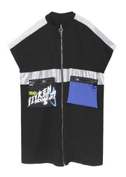 Classy zippered pockets Fine trench coat black baggy summer coats - SooLinen