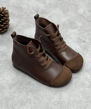 Chocolate Boots Cowhide Leather Stylish Cross Strap Shelsea Boots