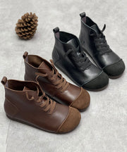 Chocolate Boots Cowhide Leather Stylish Cross Strap Shelsea Boots