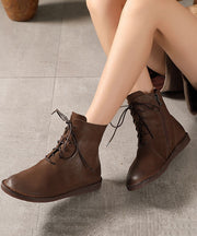Chocolate Boots Suede Elegant Cross Strap Boots