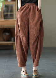 Chocolate Corduroy harem Pants elastic waist Spring