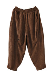 Chocolate Corduroy harem Pants elastic waist Spring
