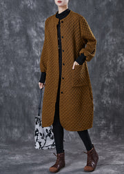 Coffee Cotton Coat Outwear Oversized Pockets Spring