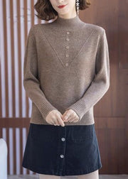 Coffee Cozy Knit Wool Knit Sweaters Turtleneck Spring