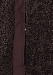 Chocolate Faux Fur Casual Beach Vest Zip Up Sleeveless